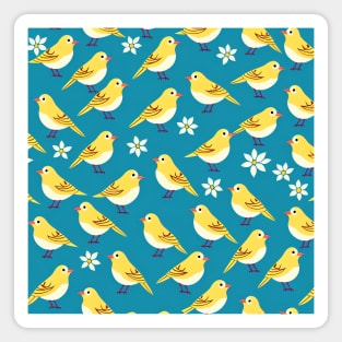 Cheerful Canaries Pop Art Pattern with Simplistic Cartoonish Style Magnet